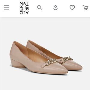 Naturalizer Tan Gold Chain Detail Flats 8.5